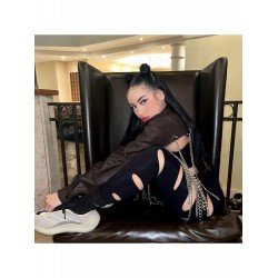 Punk Style Chain Tassel Solid Cropped Jacket Coats Punk Style Chain Tassel Solid Cropped Jacket Coats