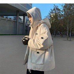 Winter Pure Color Hooded Men's Cotton Jacket