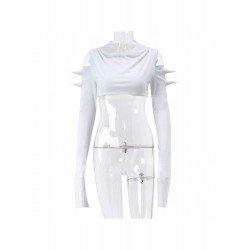 Designer Cold Sleeve White Cropped Tops For Ladies Designer Cold Sleeve White Cropped Tops For Ladies