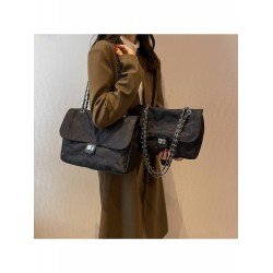 Canvas Rhombus Lattice Black Twist Lock Shoulder Bags Canvas Rhombus Lattice Black Twist Lock Shoulder Bags