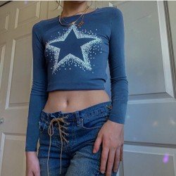 Star Shiny Fitted T Shirts For Ladies