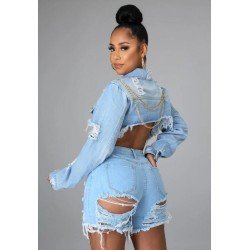 Fashion Casual Pure Color Denim Jacket For Women Fashion Casual Pure Color Denim Jacket For Women
