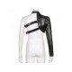 Imitation Leather One Shoulder Black Tops