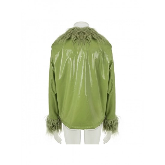  Women's Winter New Pu Leather Long Sleeve Coat