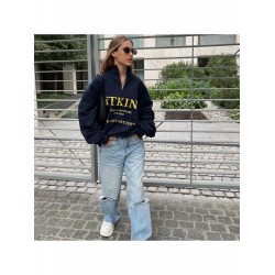 Casual Loose Letter Printing Zipper Women's Sweater  Casual Loose Letter Printing Zipper Women's Sweater