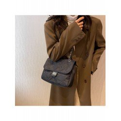 Canvas Rhombus Lattice Black Twist Lock Shoulder Bags Canvas Rhombus Lattice Black Twist Lock Shoulder Bags