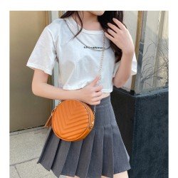  2024 Pure Color PU Women's Round Bags