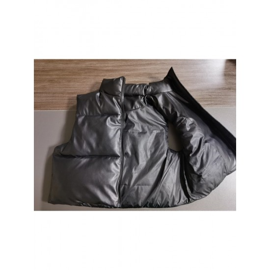  Pure Color Zipper Sleeveless Short Jacket Coats