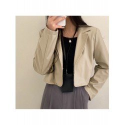 PU Leather Black Notch Collar Jackets PU Leather Black Notch Collar Jackets