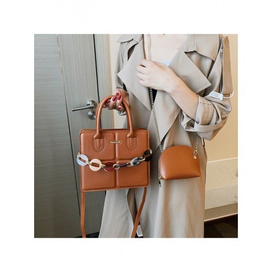  2024 PU Pure Color Chain Shoulder Bags