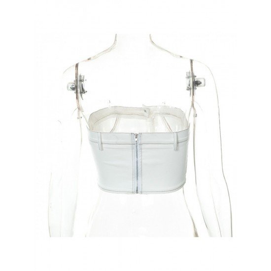  Summer 2024 Pure Color Backless Sleeveless Crop Vest