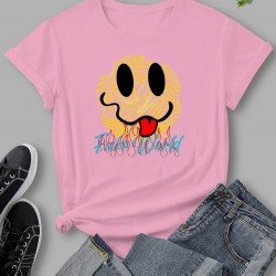 Streewear White Smile Face Graphic Tops