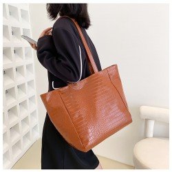 Large Capacity Alligator Print Solid Tote Bags