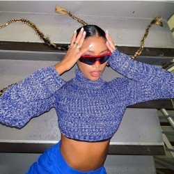  Turtle Neck Long Sleeve Cropped Sweaters