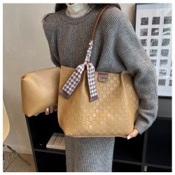 Grid Solid Ladies Shoulder Tote Bags