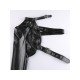 Imitation Leather One Shoulder Black Tops