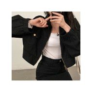  2024 Street Style Pure Color Zipper Short Denim Jacket