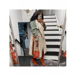 Color Blocking Fall Women Long Coats Color Blocking Fall Women Long Coats