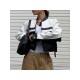  2024 PU Contrast Color Women's Long Sleeve Jacket