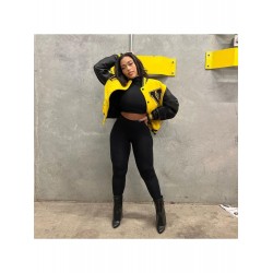 Autumn Contrast Color Letter Women's Baseball Jacket  Autumn Contrast Color Letter Women's Baseball Jacket