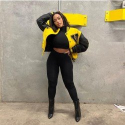  Autumn Contrast Color Letter Women's Baseball Jacket