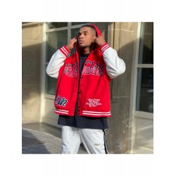 Red Embroidery Letter Men Hooded Collar Jacket Coats Red Embroidery Letter Men Hooded Collar Jacket Coats