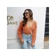  2024 Pure Color V-Neck Women's Navel Sweater