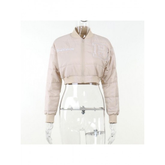  Casual Embroidery Zipper Women's Short Jacket