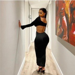 Seductive Black Long Sleeve Maxi Dresses