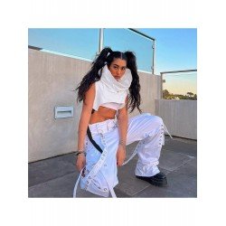 Designer White Sleeveless Hooded Collar Jacket Vest Designer White Sleeveless Hooded Collar Jacket Vest