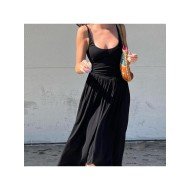  2024 Pure Color Backless Sleeveless Women's Dress