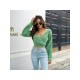  2024 Pure Color V-Neck Women's Navel Sweater