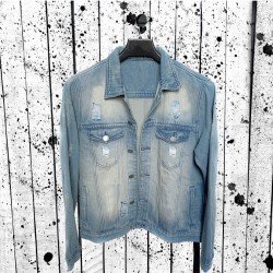  Fashion Casual Letter Printing Men's Denim Jacket