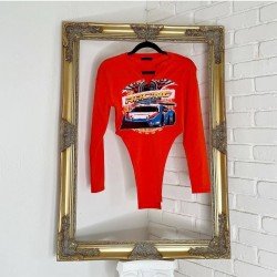  Women's Letter Printing Irregular Long Sleeve T-Shirt