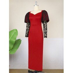 Light Mature Lace Patchwork Women's Long Dress  Light Mature Lace Patchwork Women's Long Dress