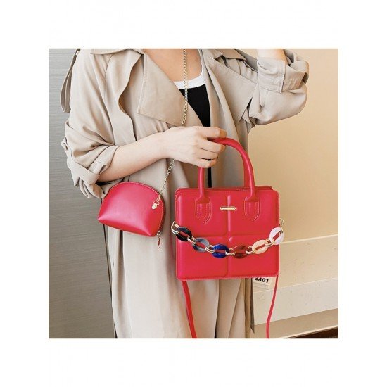  2024 PU Pure Color Chain Shoulder Bags