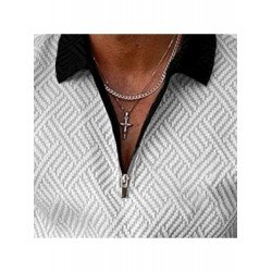 Fashion Zipper Contrast Color Printing Men's Short Suit Fashion Zipper Contrast Color Printing Men's Short Suit