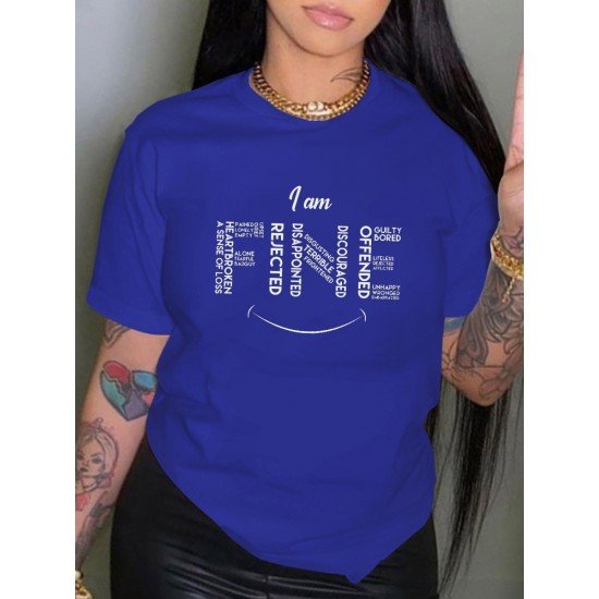 Simple Letter Printed Latest T Shirts For Women