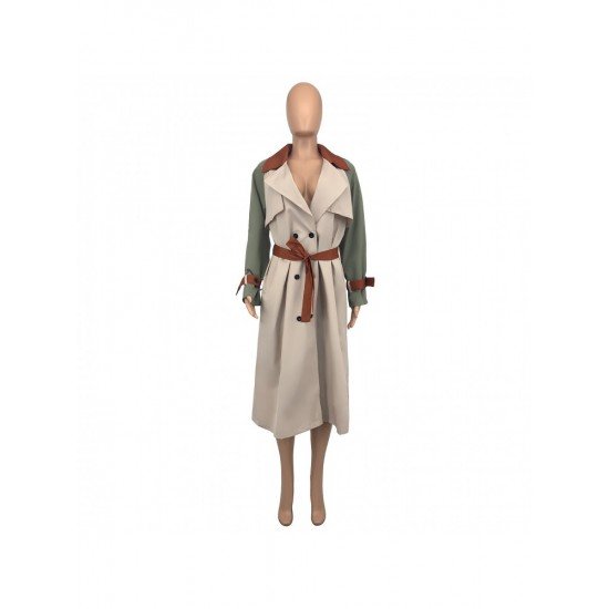 Color Blocking Fall Women Long Coats