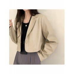 PU Leather Black Notch Collar Jackets PU Leather Black Notch Collar Jackets