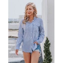 2024 Casual Loose Striped Long Sleeve Shirt  2024 Casual Loose Striped Long Sleeve Shirt