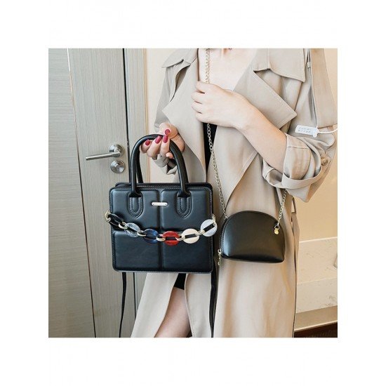  2024 PU Pure Color Chain Shoulder Bags