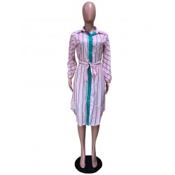 Casual Striped Bandage Women's Long Sleeve Dress  Casual Striped Bandage Women's Long Sleeve Dress