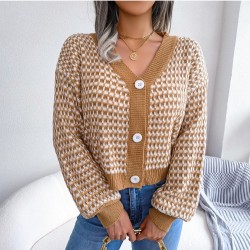 Cozy V Neck Lantern Sleeve Sweater Cardigan Coats
