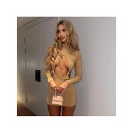  2024 Pure Color Backless Hollow Out Short Dress