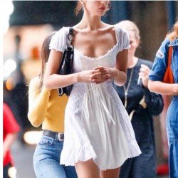 Vintage Backless Patchwork Puff Sleeve Short Dresses