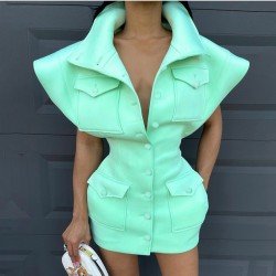  Pure Color Short Sleeve Women's Jacket