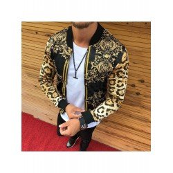 Street Leopard Zip Patchwork Baseball Jacket Coats  Street Leopard Zip Patchwork Baseball Jacket Coats