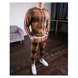 Casual Fashion Plaid Men's Two-Piece Set Casual Fashion Plaid Men's Two-Piece Set