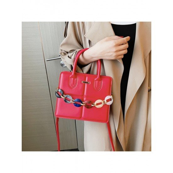  2024 PU Pure Color Chain Shoulder Bags